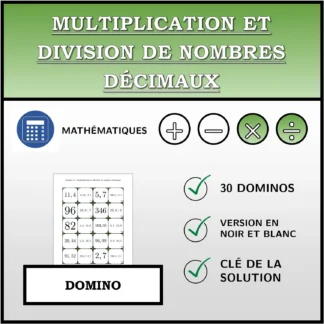 Domino: Multiplication et division de nombres décimaux