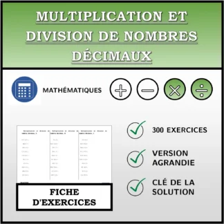Fiche d'exercices: Multiplication et division de nombres décimaux