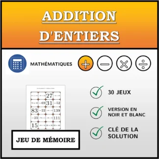 Jeu de mémoire: Addition d'entiers