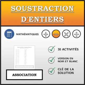 Exercice d'association: Soustraction d'entiers