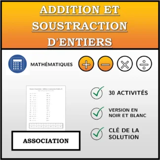 Exercice d'association: Addition et soustraction d'entiers