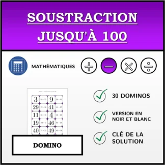 Domino: Soustraction jusqu'à 100