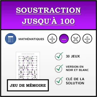 Jeu de mémoire: Soustraction jusqu'à 100