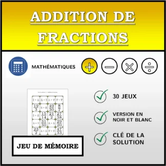 Jeu de mémoire: Addition de fractions