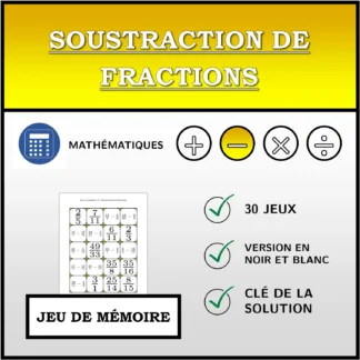 Jeu de mémoire: Soustraction de fractions