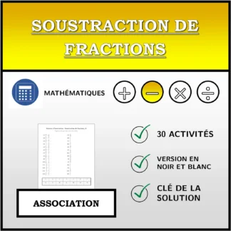 Exercice d'association: Soustraction de fractions