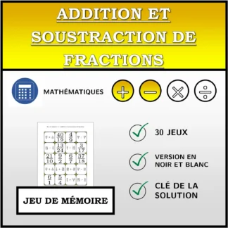 Jeu de mémoire: Addition et soustraction de fractions