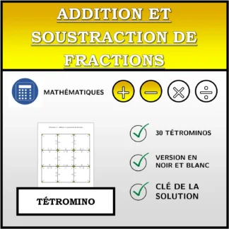 Tétromino: Addition et soustraction de fractions
