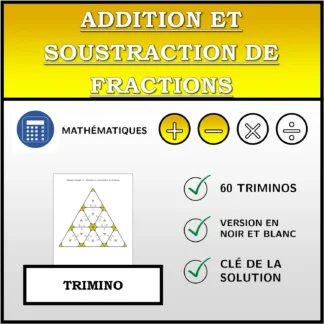 Trimino: Addition et soustraction de fractions