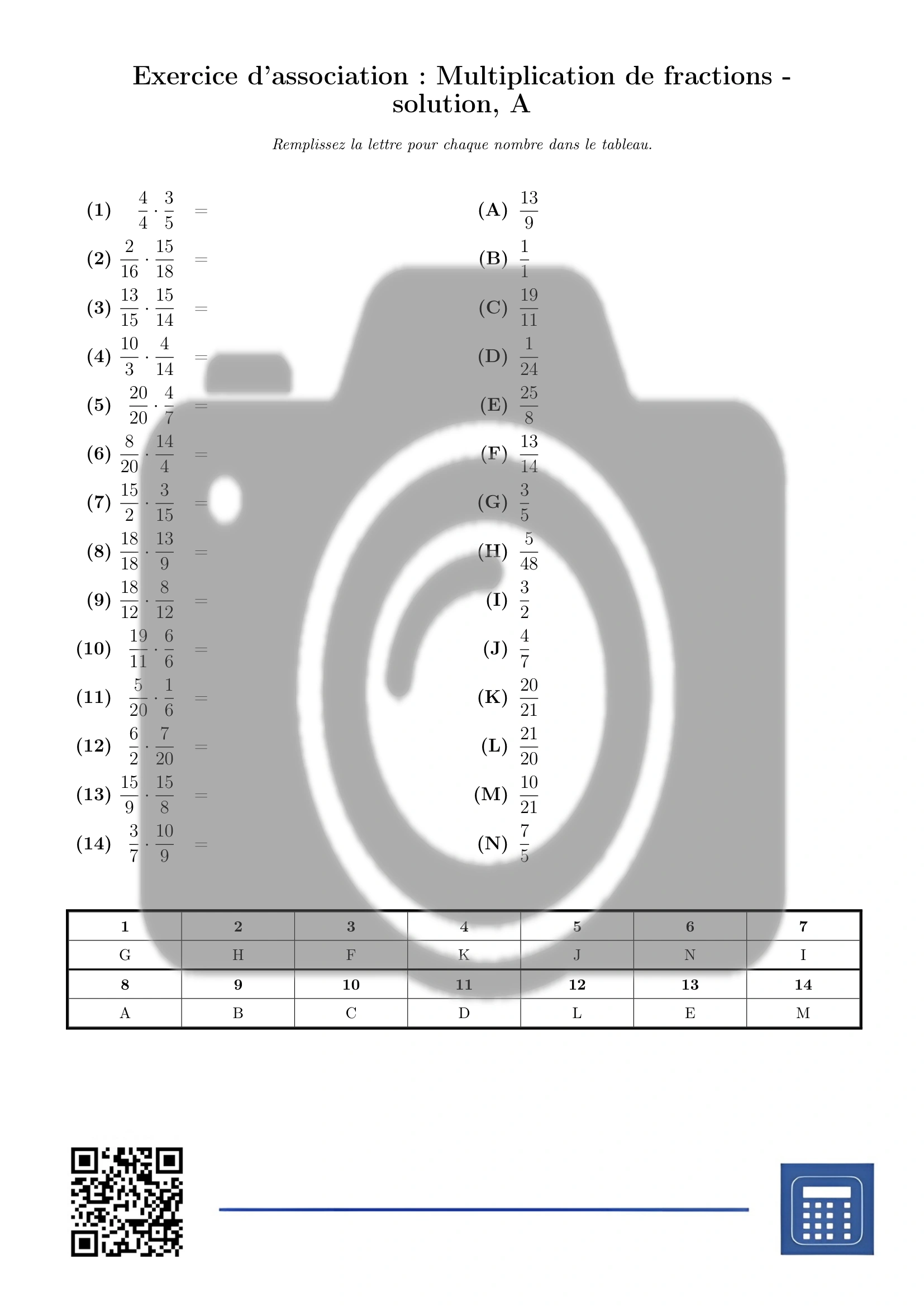 Exercice d'association: Multiplication de fractions – Image 3