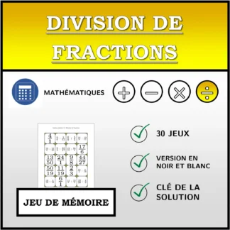 Jeu de mémoire: Division de fractions