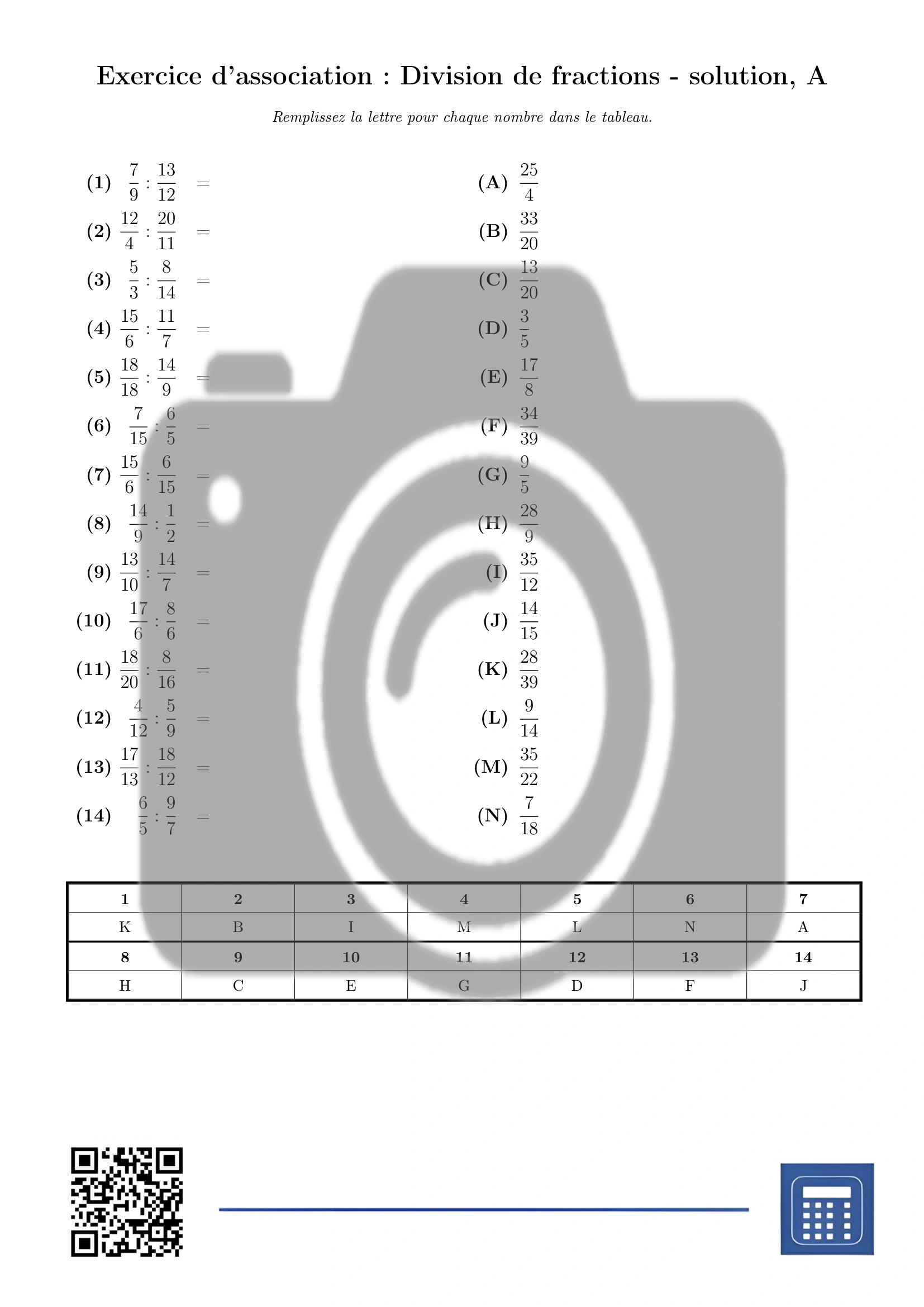 Exercice d'association: Division de fractions – Image 3