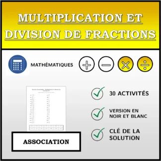Exercice d'association: Multiplication et division de fractions