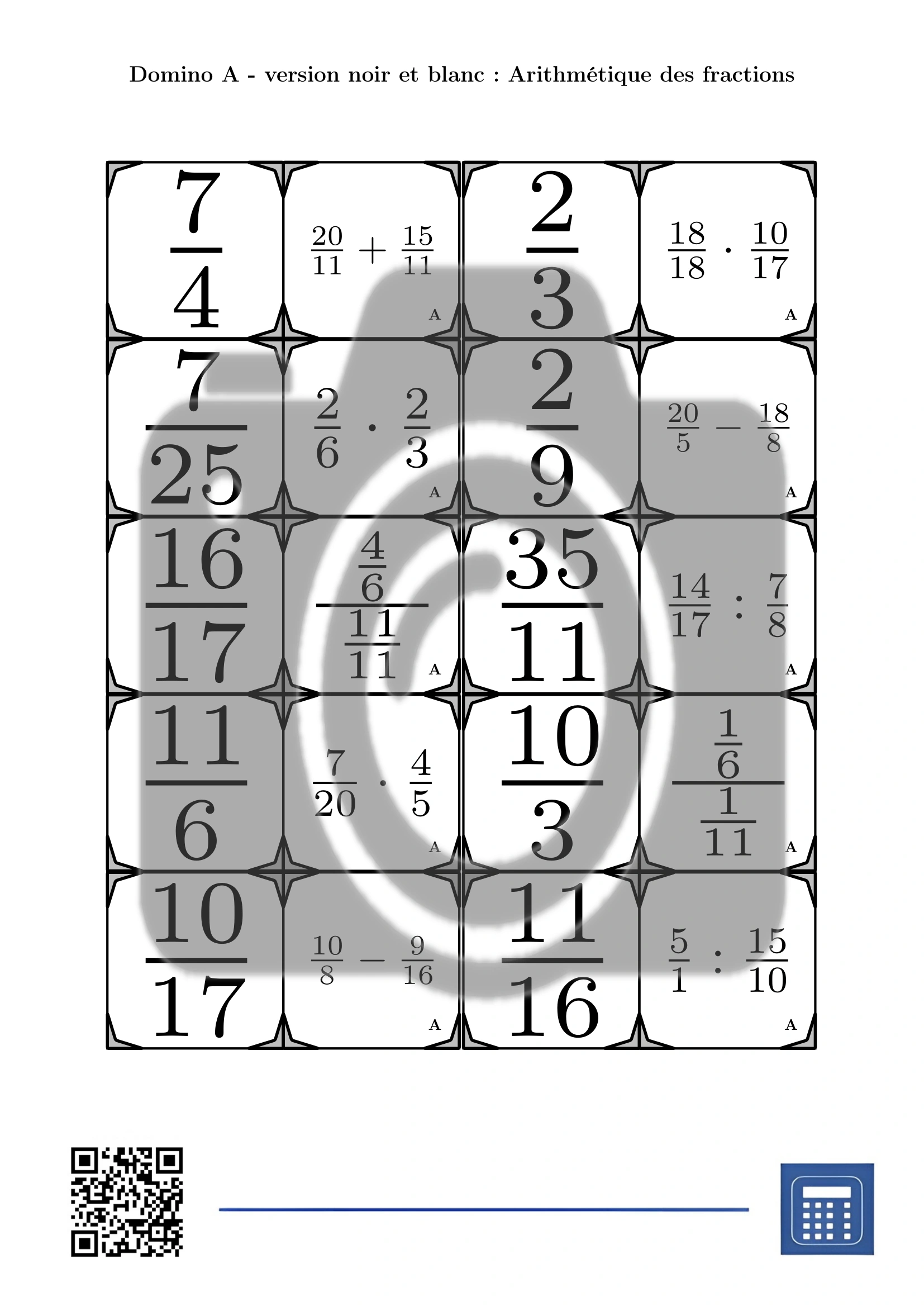 Domino: Arithmétique des fractions – Image 3