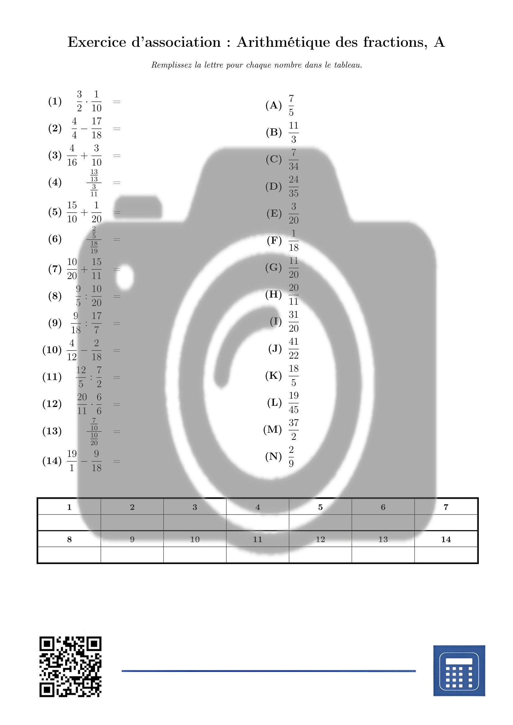 Exercice d'association: Arithmétique des fractions – Image 2
