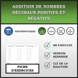Fiche d'exercices: Addition de nombres décimaux positifs et négatifs