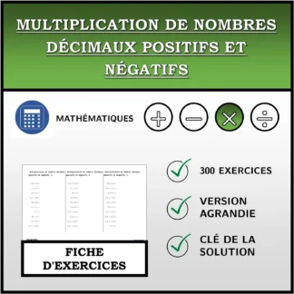 Fiche d'exercices: Multiplication de nombres décimaux positifs et négatifs