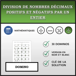 Domino: Division de nombres décimaux positifs et négatifs par un entier