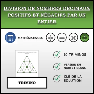Trimino: Division de nombres décimaux positifs et négatifs par un entier
