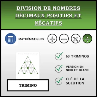 Trimino: Division de nombres décimaux positifs et négatifs