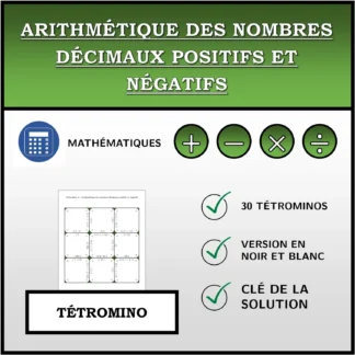 Tétromino: Arithmétique des nombres décimaux positifs et négatifs