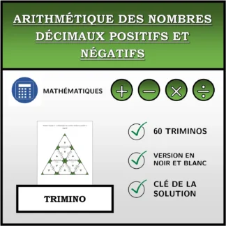 Trimino: Arithmétique des nombres décimaux positifs et négatifs