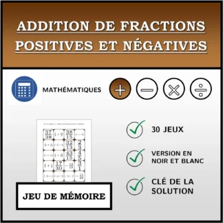 Jeu de mémoire: Addition de fractions positives et négatives