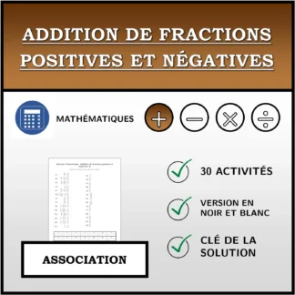Exercice d'association: Addition de fractions positives et négatives