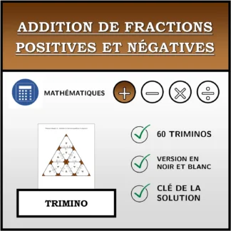Trimino: Addition de fractions positives et négatives