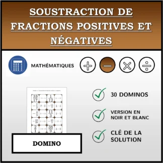 Domino: Soustraction de fractions positives et négatives