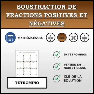 Tétromino: Soustraction de fractions positives et négatives