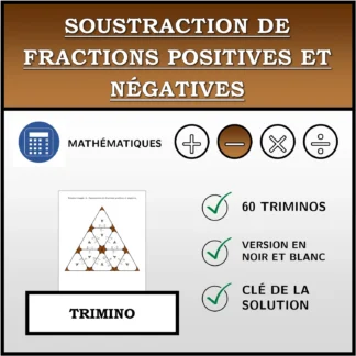 Trimino: Soustraction de fractions positives et négatives