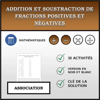 Exercice d'association: Addition et soustraction de fractions positives et négatives