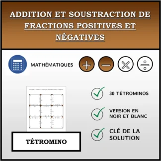 Tétromino: Addition et soustraction de fractions positives et négatives