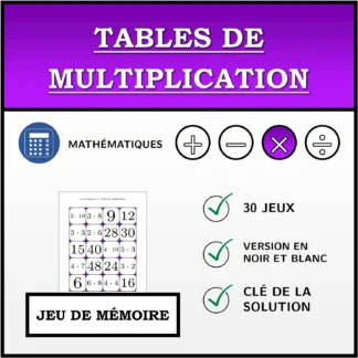 Jeu de mémoire: Tables de multiplication
