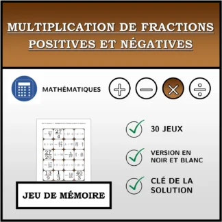 Jeu de mémoire: Multiplication de fractions positives et négatives