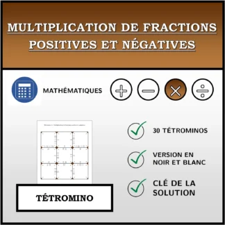 Tétromino: Multiplication de fractions positives et négatives