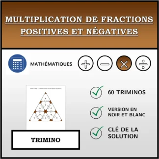 Trimino: Multiplication de fractions positives et négatives