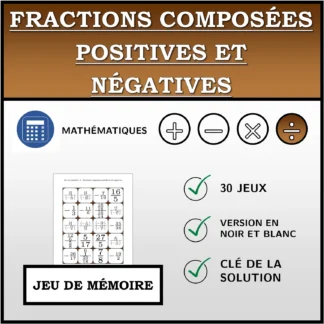 Jeu de mémoire: Fractions composées positives et négatives