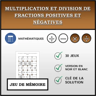 Jeu de mémoire: Multiplication et division de fractions positives et négatives