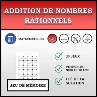 Jeu de mémoire: Addition de nombres rationnels