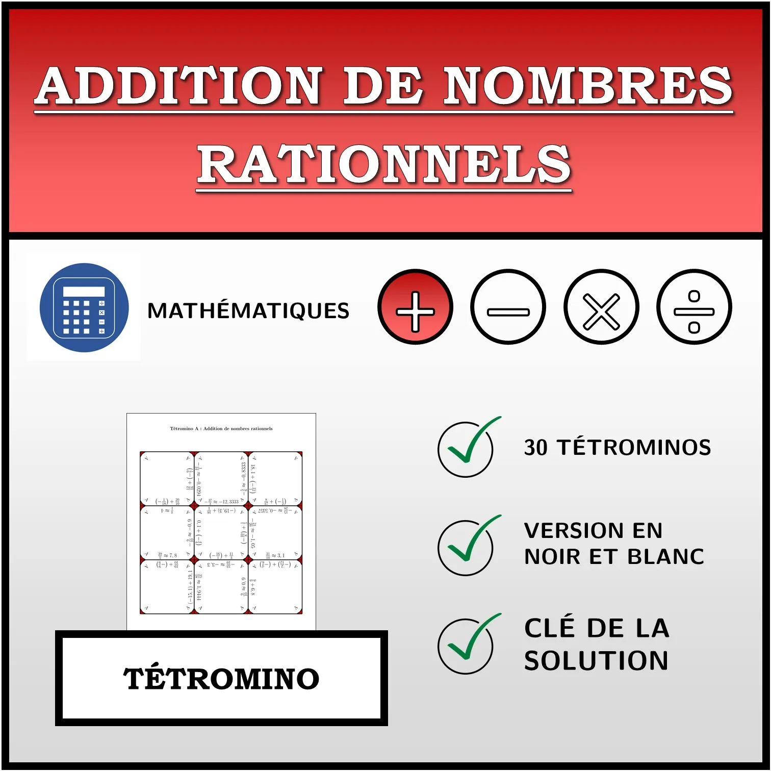Tétromino: Addition de nombres rationnels