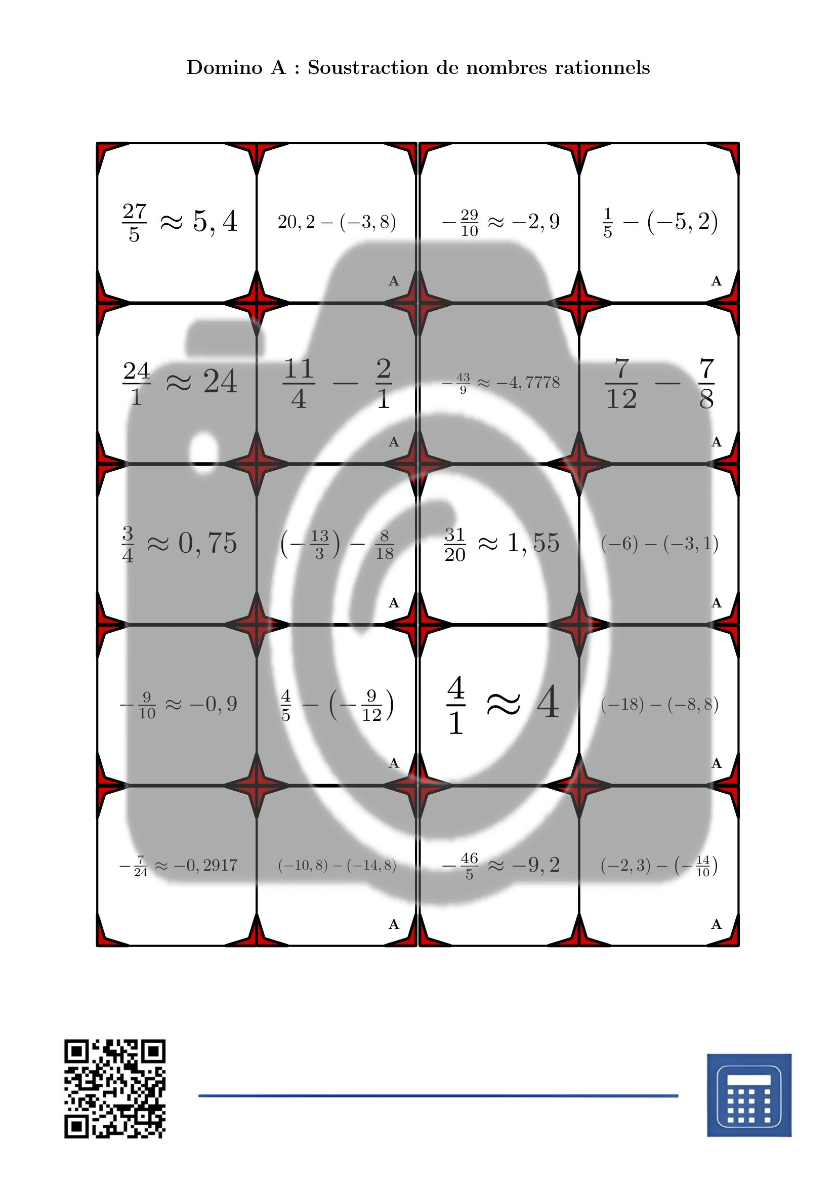 Domino: Soustraction de nombres rationnels – Image 2