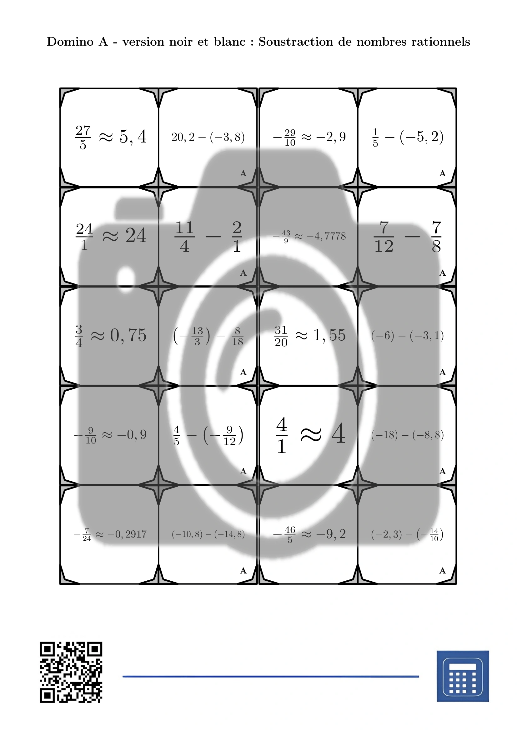 Domino: Soustraction de nombres rationnels – Image 3