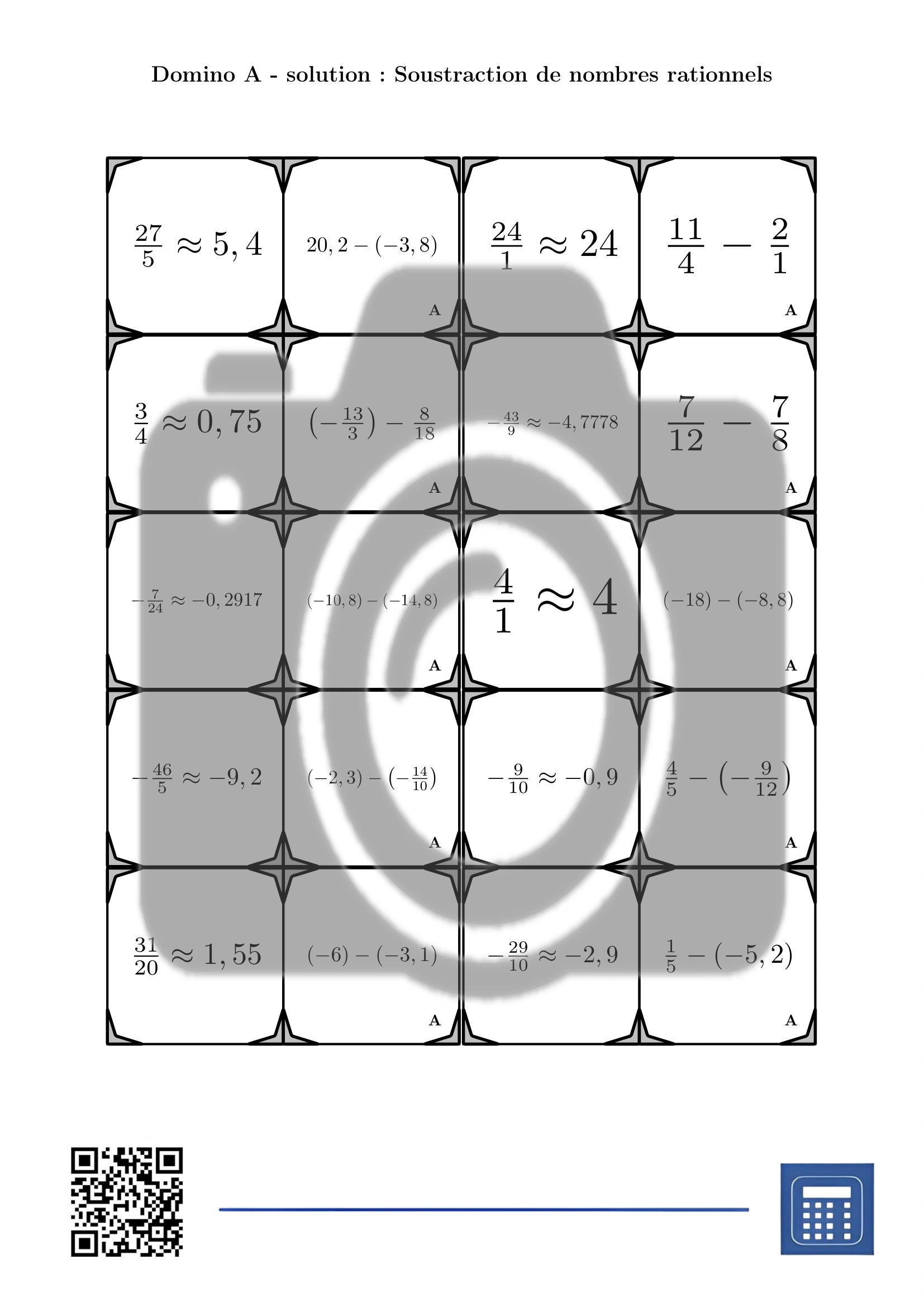 Domino: Soustraction de nombres rationnels – Image 4