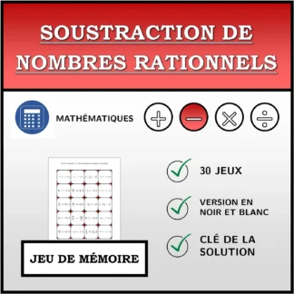 Jeu de mémoire: Soustraction de nombres rationnels