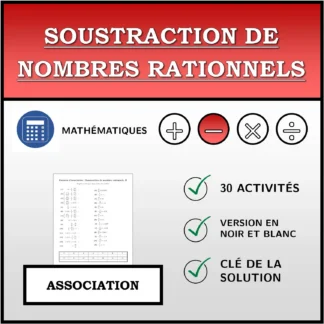 Exercice d'association: Soustraction de nombres rationnels
