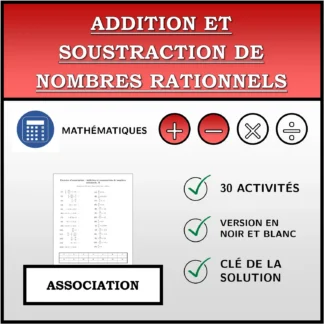 Exercice d'association: Addition et soustraction de nombres rationnels