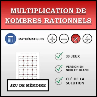 Jeu de mémoire: Multiplication de nombres rationnels
