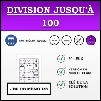 Jeu de mémoire: Division jusqu'à 100